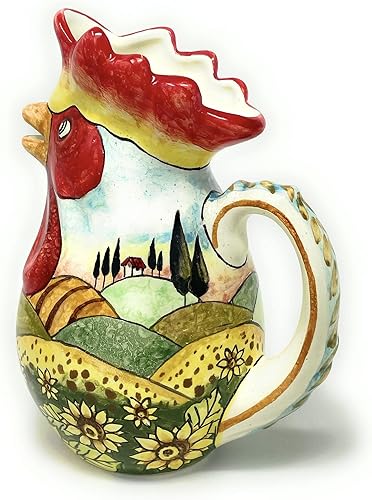 Miniatura 3 de CERAMICHE D'ARTE PARRINI - Italian Ceramic Art Pitcher gal 0,132 Vine Vino Pottery Decorated Landscape Sunflowers Hand Painted Made in ITALY Tuscan