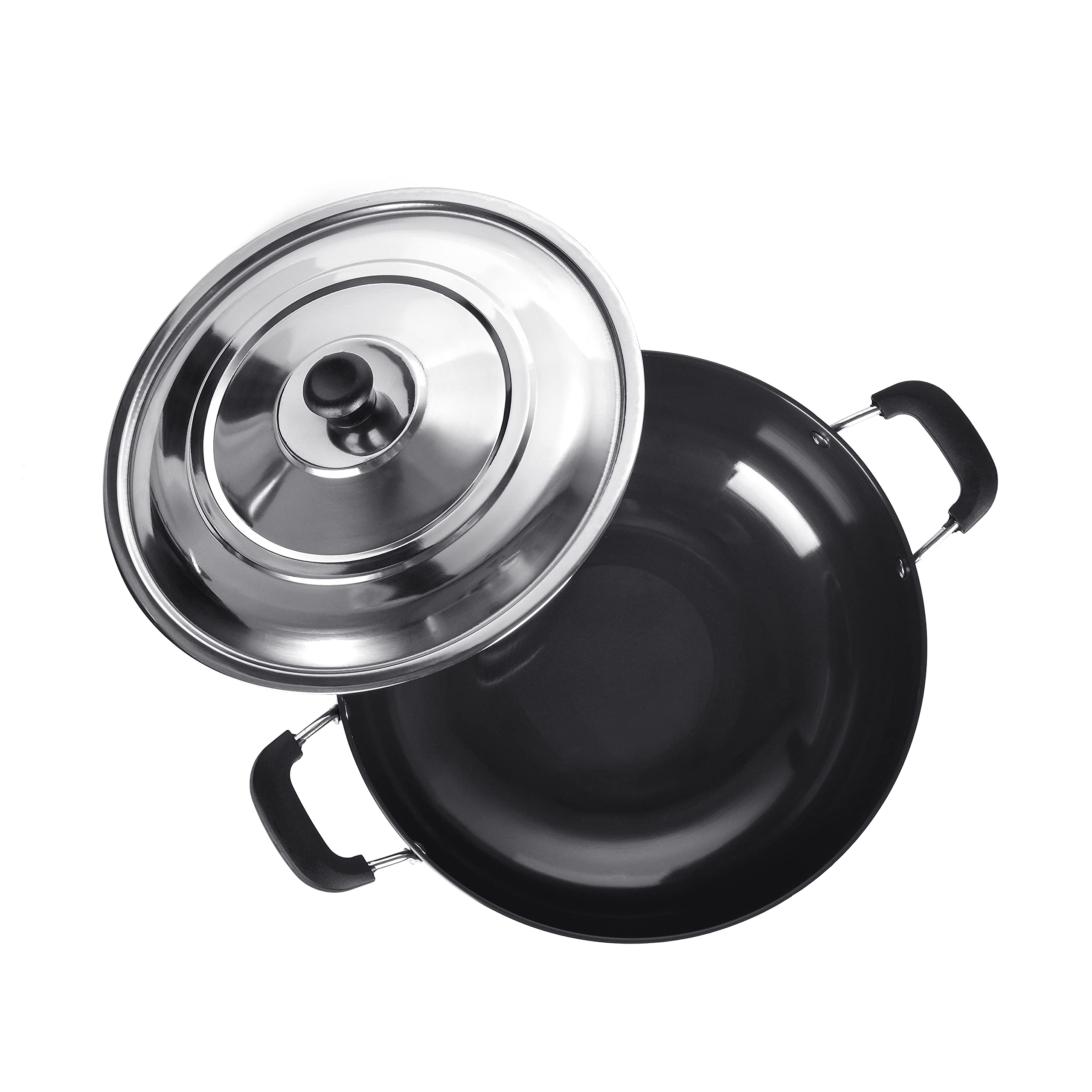 Sumeet 3mm Hard Anodized Deep kadai with Stainless Steel Lid Big Size No. - 15 (28.5cm Dia. 4.5 liter Capacity) - Image 7 thumbnail