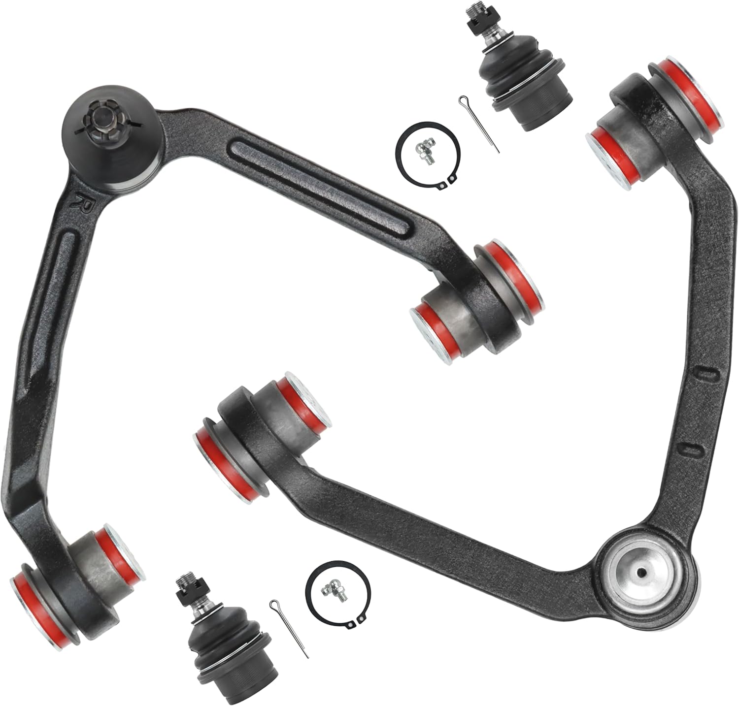 4WD 4pc Front Suspension Kit for Ford F-150 1997-2003/ F-250 1997-1999/ Ford Expedition 1997-2002/ Lincoln Navigator 1998-2002, 2 Upper Control Arms -K8722 & K8724, 2 Lower Ball Joints, PU Bushing