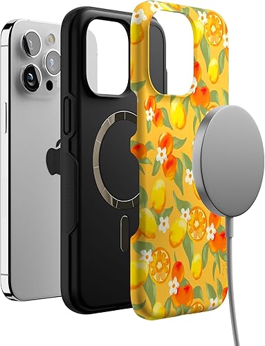 Vista 1469 de Casely Funda para iPhone 15 Pro Max Jardín Secreto Flores mixtas Funda atrevida Compatible con MagSafe y botón de acción Secret Garden