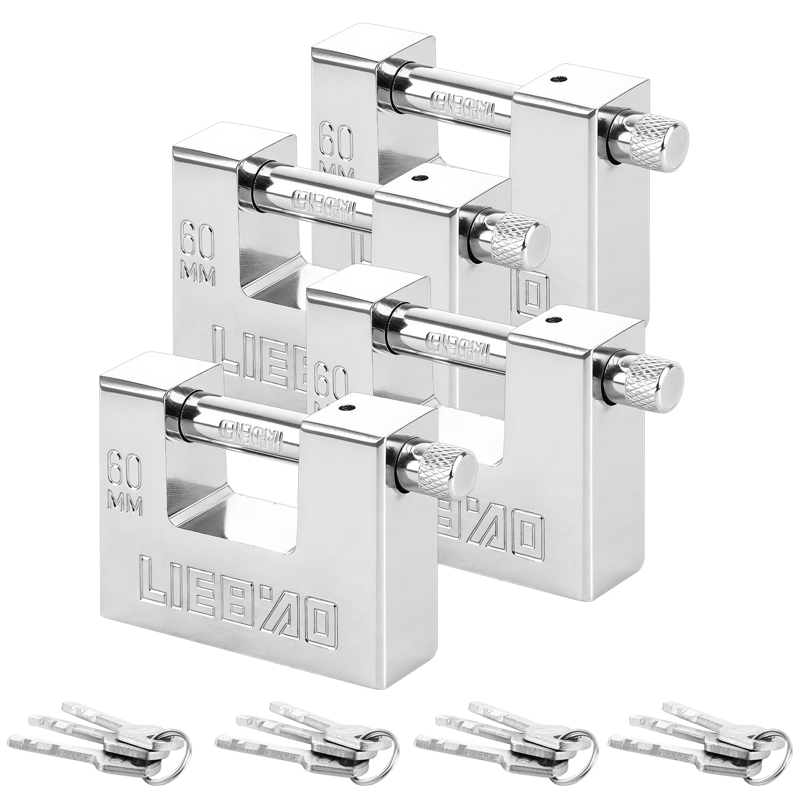 YKUKIZEE 4 Pack 60 mm Container Padlocks Keyed Alike, Heavy Duty Shipping Container Padlock, High Security Container Padlocks with Same Keys for Outdoor Warehouse Shed Gate Garage