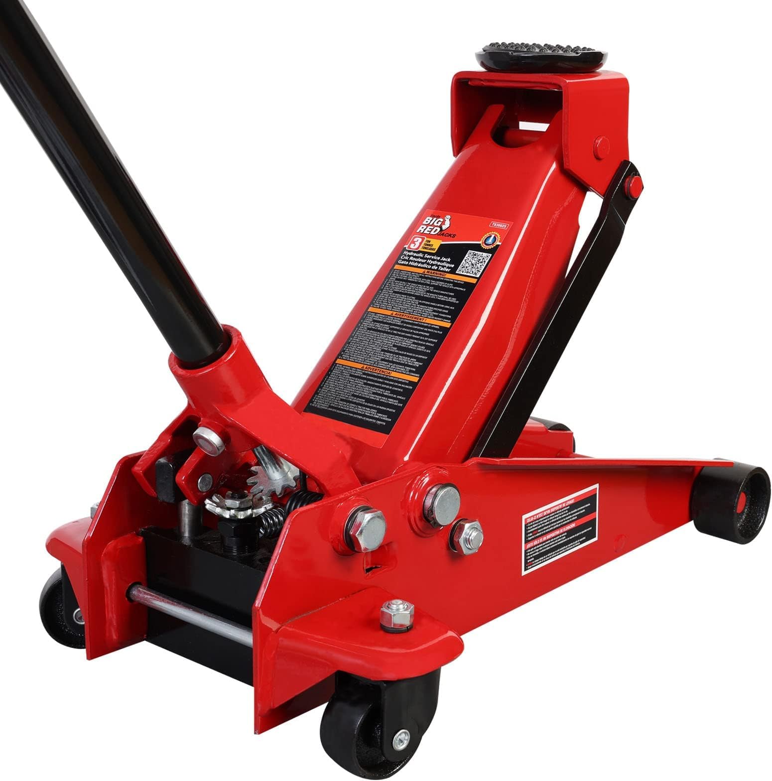 3-Ton Heavy Duty Hydraulic Floor Jack, Dual Pump Quick Lift with Low Profile Design, 6600LBS Capacity for All Terrain Vehicles,Red