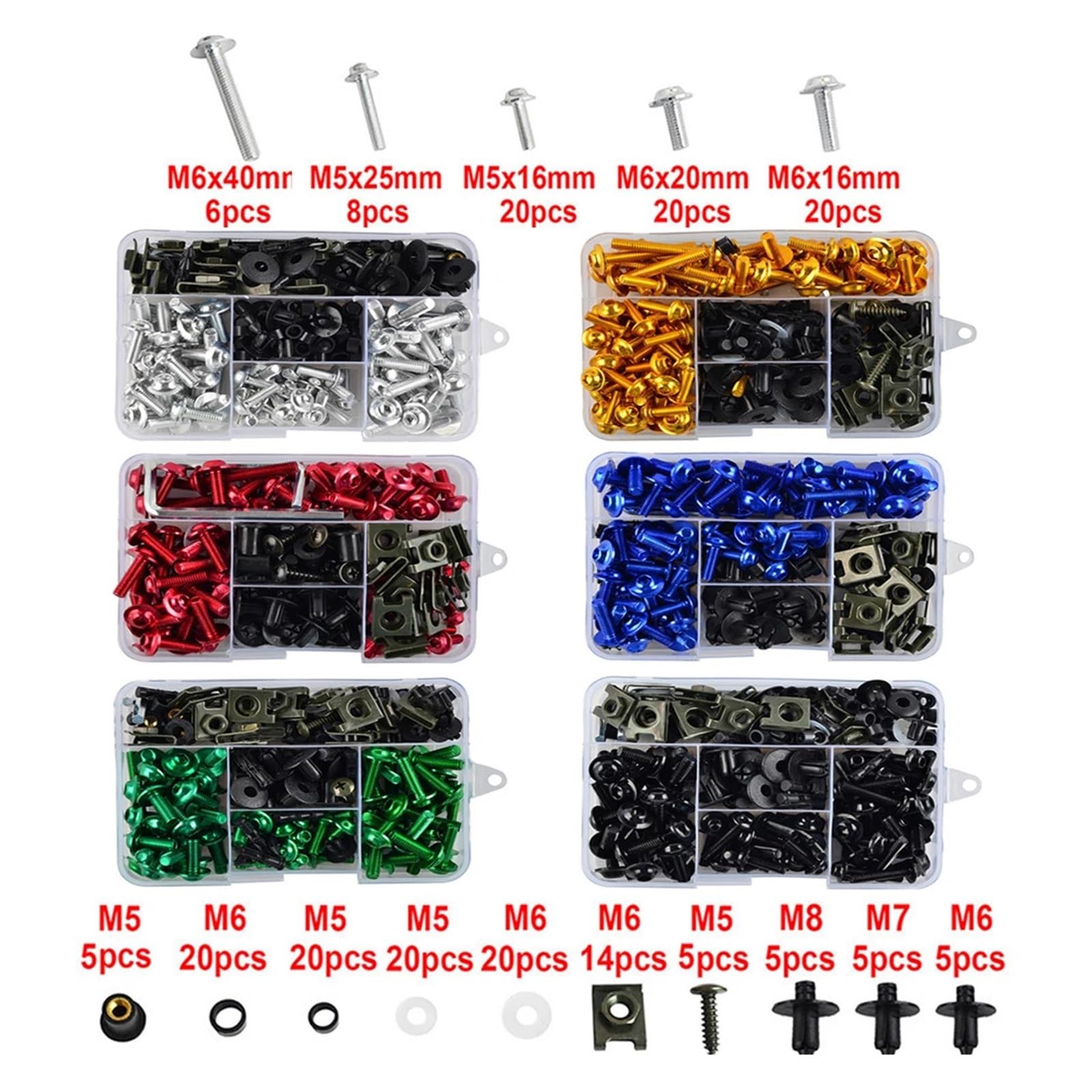 Motorrad Verkleidungsschrauben Für TMAX500 TMAX530 TMAX560 TMAX 500 530 560 DX 195Pcs Motorrad Zubehör Aluminium Verkleidung Bolzen Schrauben Kit Mutter Clips