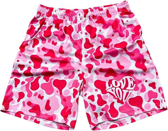 VIPWOLF Mens Graphic Shorts Y2k Camo Elastic Waist Baggy Mesh Basketball Streetwear Casual Summer Workout Track Shorts