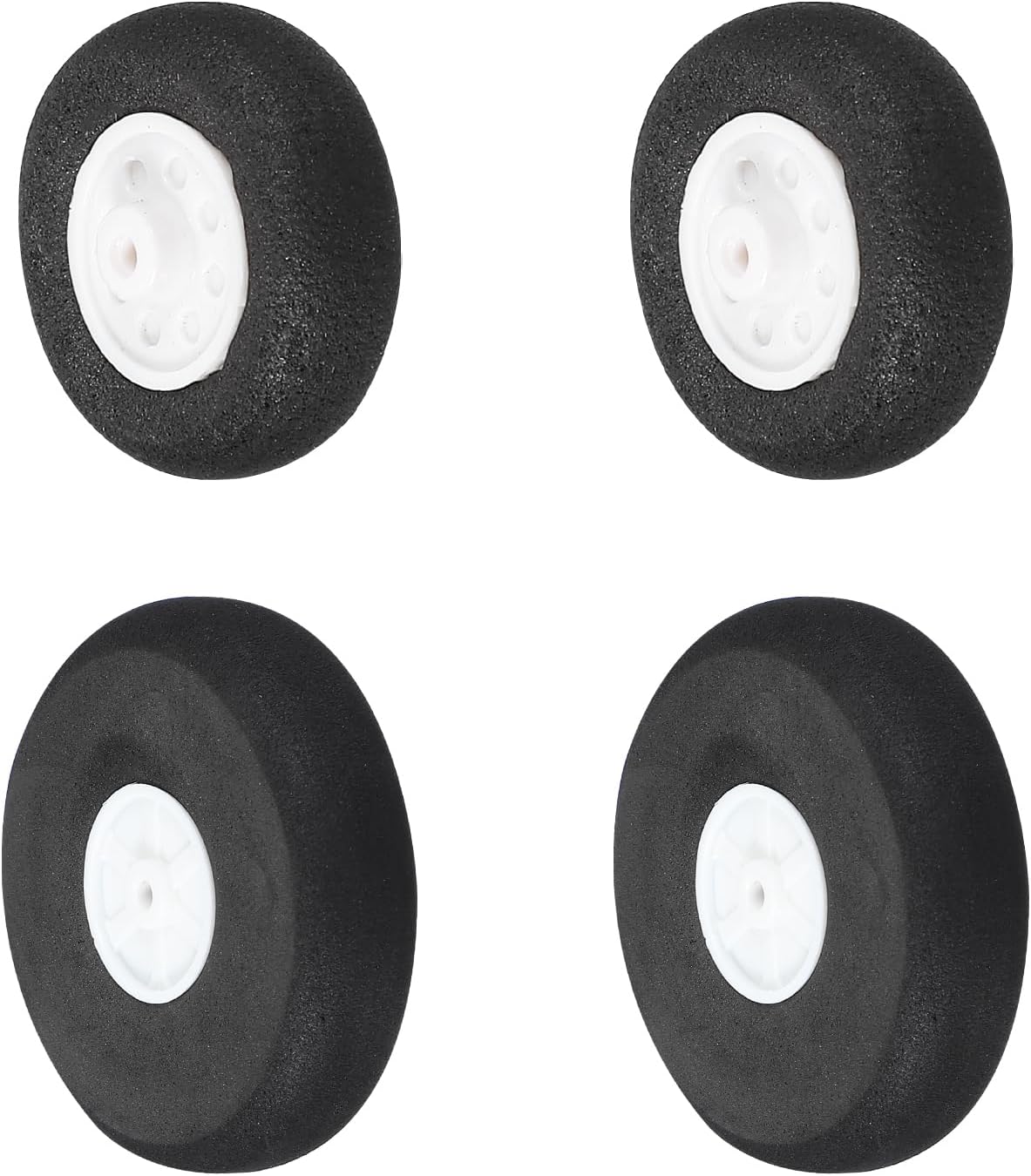 MECCANIXITY RC Airplane Wheels Set, 1"/1.2" Dia RC Airplane Aircraft Sponge Wheels RC Foam Wheel Replacement for DIY Model Plane Aircraft Helicopter, Pack of 4