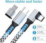 Link Cable 16FT VR Cable Compatible with Meta Oculus Quest 2/Quest 3/Pro Pico, Nylon Braided Accessories and Gaming PC Steam VR, USB 3.0 Data Transfer Type C Cable, for VR Headset