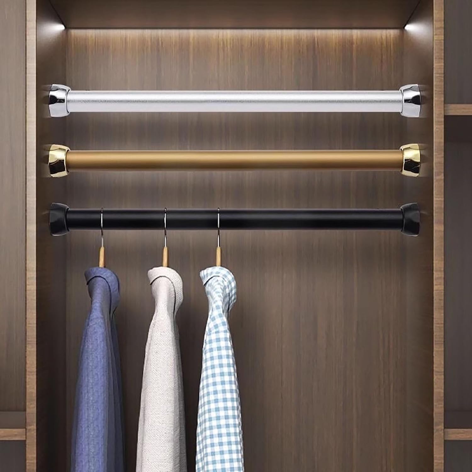 5mm Thickened Closet Rod 21.5" Wardrobe Hanging Clothes Holder, Heavy-Duty Clothing Store Pole & Laundry Room Tube, Stylish Gold Finish for Bedroom Organization