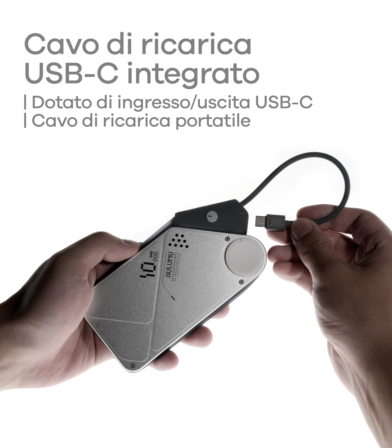 Aulumu M10 Power Bank Magsafe 10000mAh Powerbank Magnetico Batteria Esterna Wireless Caricatore Ultra Sottile Ricarica Rapida per Viaggi, iPhone 17/16 Serie, MacBook, Samsung, Apple Watch, Argento