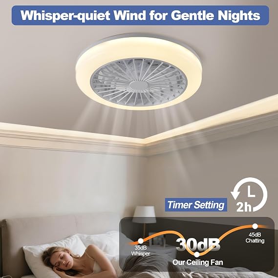 Smart RGB Ceiling Fans with Lights,APP & Remote Control,3 CCT + 7 Colour Modes,6-Speed Quiet Fan with Timer & Memory,Low Profile Dimmable Fan Light Ceiling for Bedroom,Living Room,Kitchen,50cm [Energy Class E]