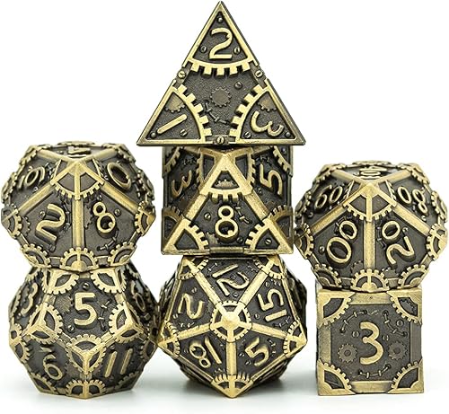 Miniatura 11 de UDIXI - Juego de dados de 12mm Mini DND, juego de 7 dados de metal poliédricos D&D para juegos de rol (Cobre)
