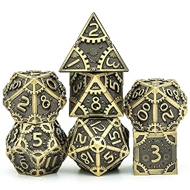 UDIXI Metal DND Dice Set 7 Die Polyhedral Dice Set for Role Playing Game and Other Board Game (Ancient Bronze)