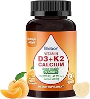 Vista 1 de Gomitas de Vitamina D3 K2 con Calcio, Suplemento de Vitaminas Sin Azúcar, 5000 UI D3 y 200 mcg K2 y 200 mg Calcio, Apoya Huesos Saludables y Salud