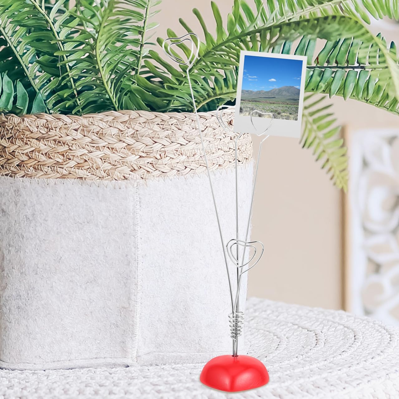 NOLITOY Heart Shaped Photo Clip: Table Number Stand with Heart Shape for Card Memo Note Picture - Tree Place Cards Holder for Wedding Birthday Party