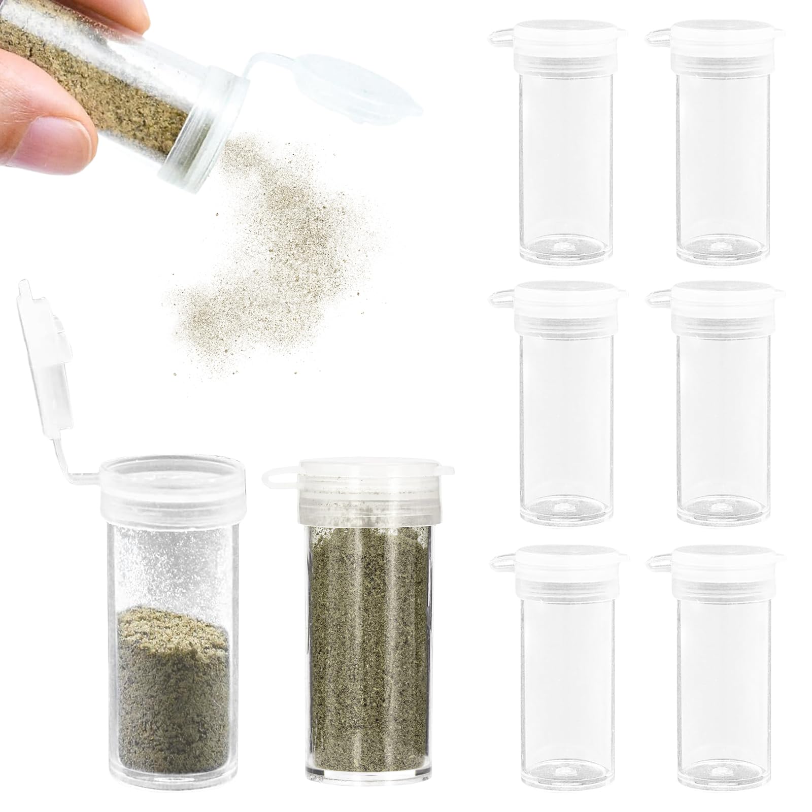 Calkrer Lot de 8 mini salières et poivrières de voyage pour le camping - Mini distributeur d'épices avec couvercle - Extra petit.