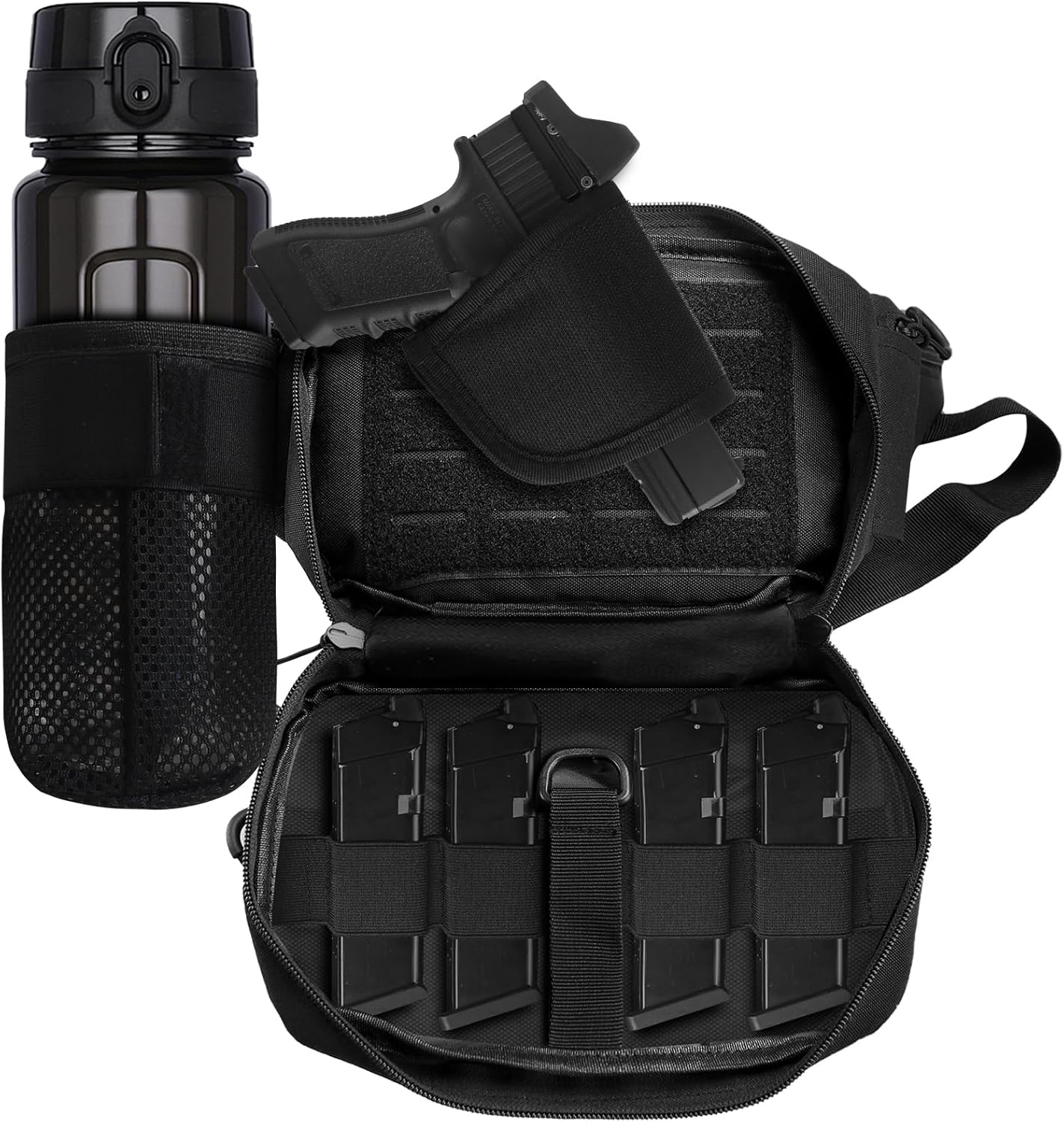 Men's and women's casual waist bag with hidden water bottle holder, adjustable, suitable for outdoor sports travel hiking cycling tactics
