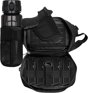 Mens and womens casual waist bag with hidden water bottle holder, adjustable, suitable for outdoor sports travel hiking cycling tactics
