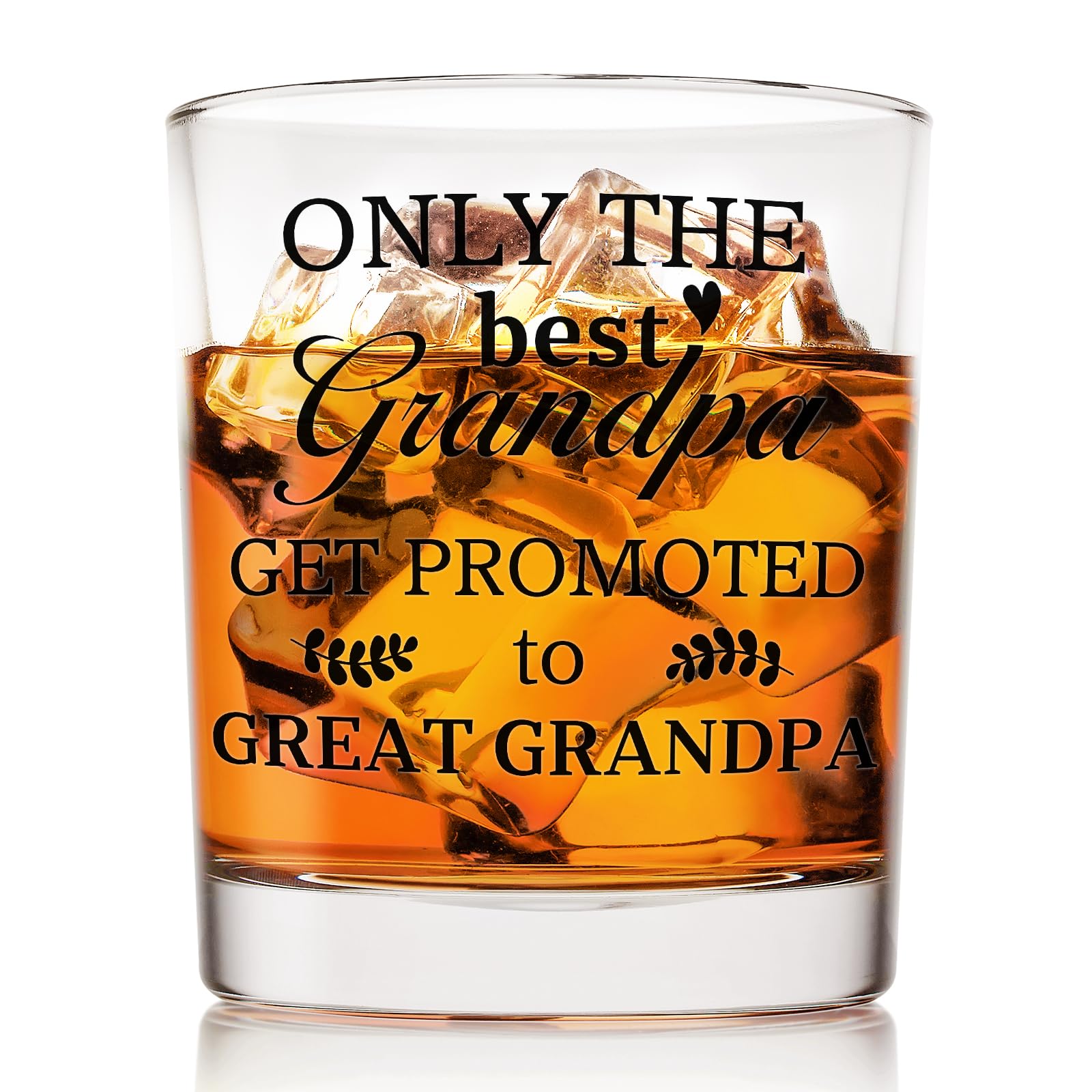 Voatok Promoted to Great Grandpa Whiskey Glasses 10 oz, Great Grandpa Baby Announcement Gifts for Father's Day Old Fashioned Rocks Glasses for Men