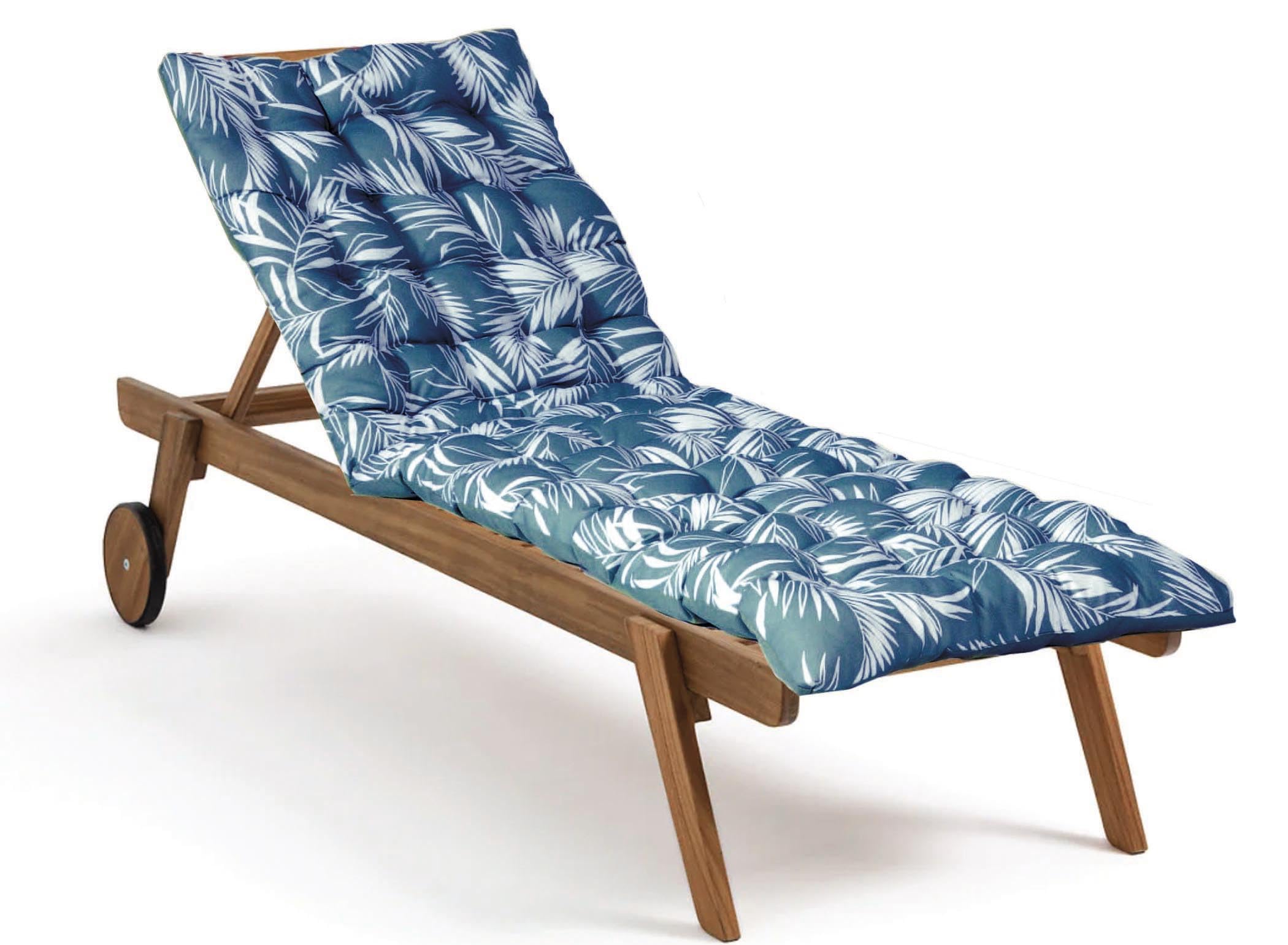 Atout Ciel Coussin matelassé Bicolore pour Bain de Soleil, transat en Tissu déperlant 190x60cm, 6 Variantes, Bleu