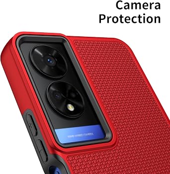 for TCL 50 XE Nxtpaper 5G Case with Tempered Glass Screen Protector, Dual Layer Heavy Duty Shockproof Protection Phone Case Cover for 50 XE 5G (Red)