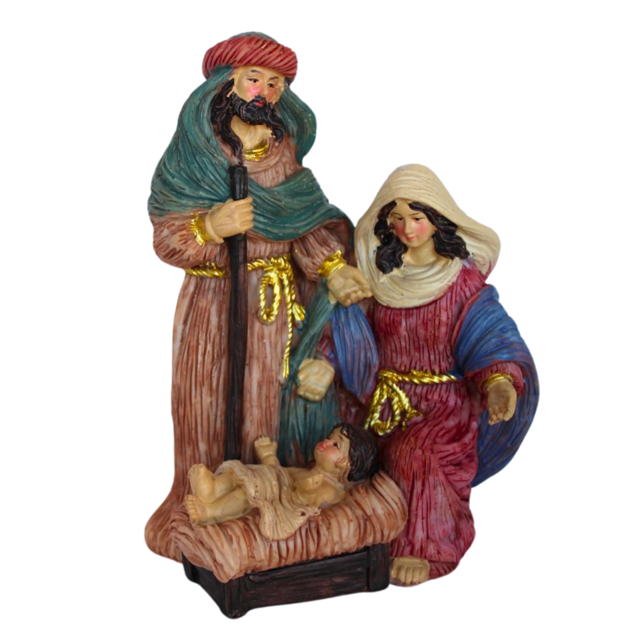 Nacimiento Belen Navidad con 3 Figuras Belen Navidad. Portal de Belen o Pesebre Navidad. Figuritas Belen Navidad con Maria Jose y niño Jesus.