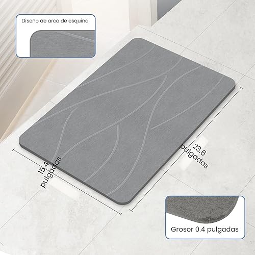 Miniatura 2 de Tapete de baño de piedra de tierra de diatomeas, antideslizante, súper absorbente, tapete de baño de piedra de diatomita para suelo de baño, secado