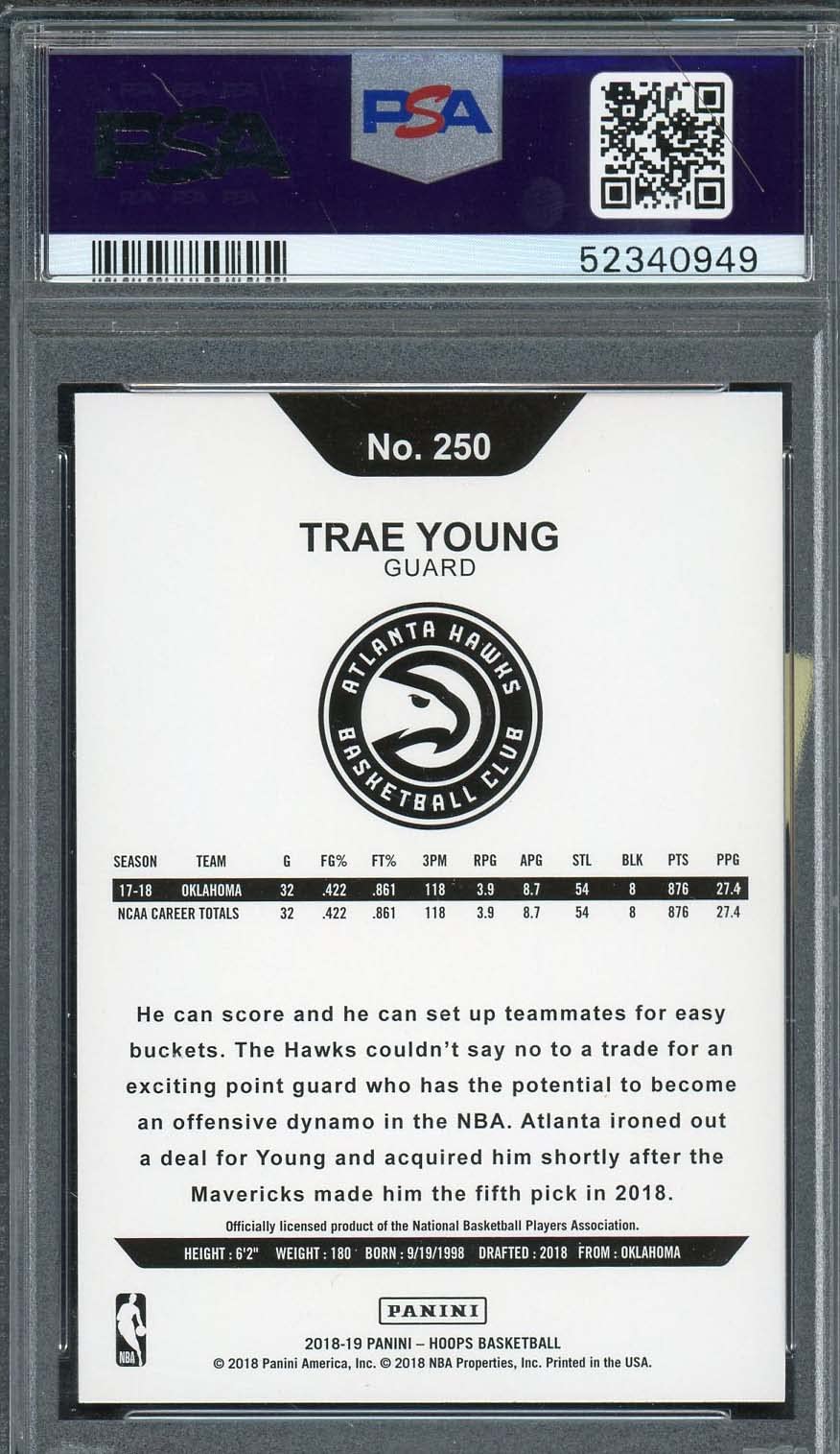 Amazon.com: Trae Young 2018 Panini Hoops Basketball Rookie