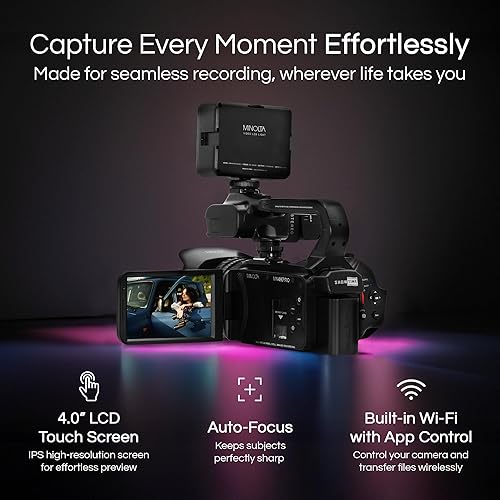 Miniatura 3 de Minolta Cámara de video de enfoque automático de 64 MP con micrófono y luz de video, pantalla táctil de 4 pulgadas, video 4K Ultra HD, zoom digital