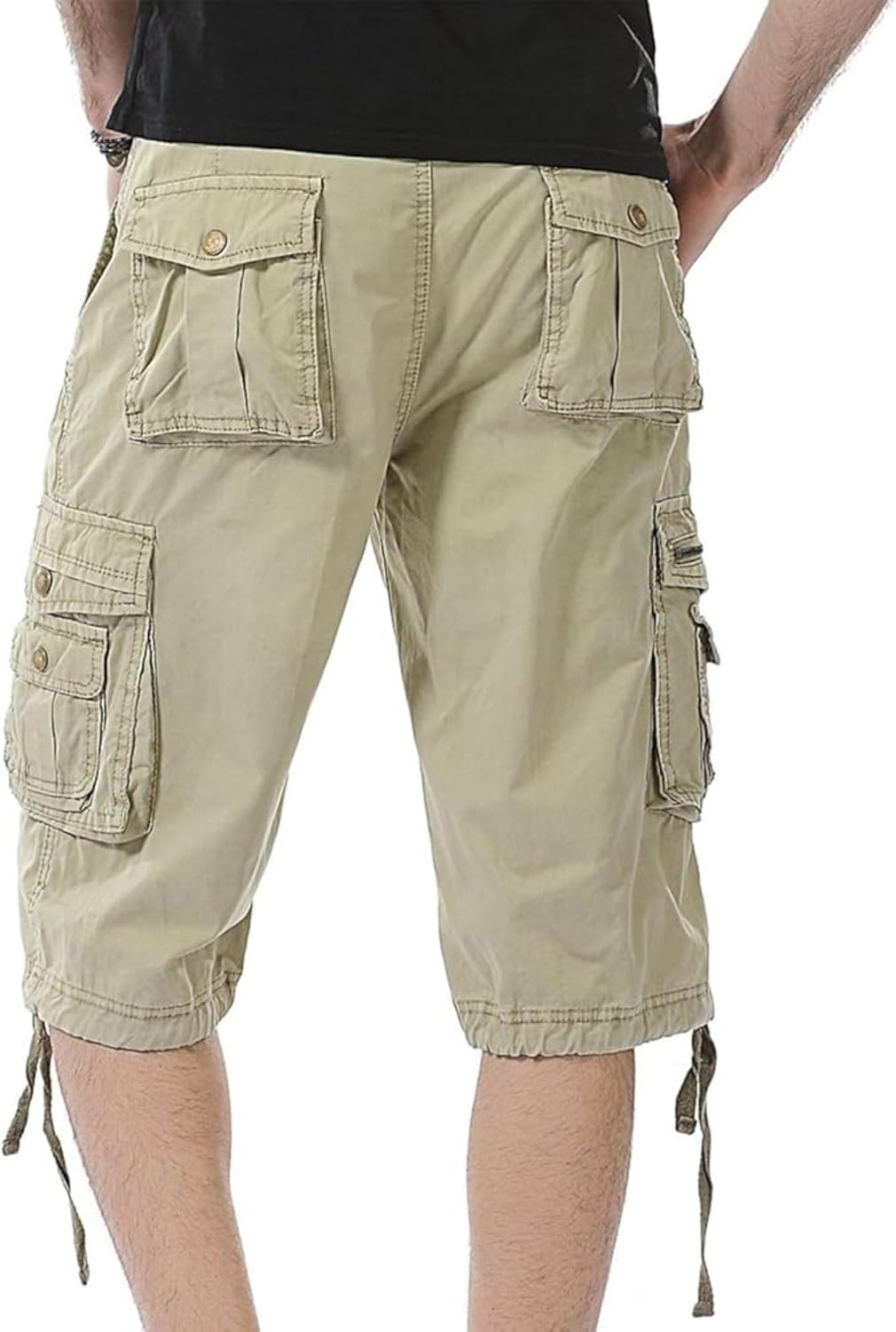 Generic Men's Multi Pocket Zipper Cargo Short Outdoor Casual Loose Fit Dungarees Shorts, 30, Khakia1 at  Men’s Clothing store