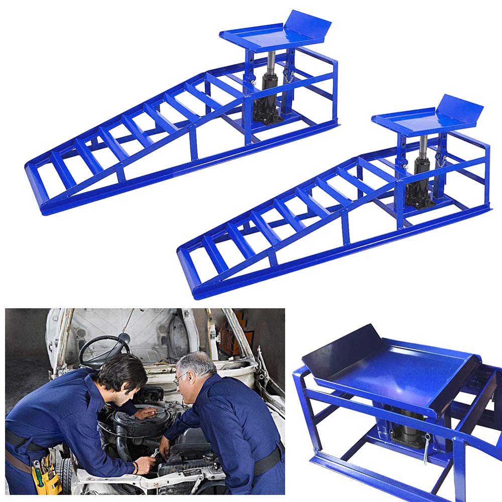 MCTECH Metal Vehicle Car Ramps With 2 Ton Hydraulic Jack Lift Car Hydraulic Ramp Car Maintenance