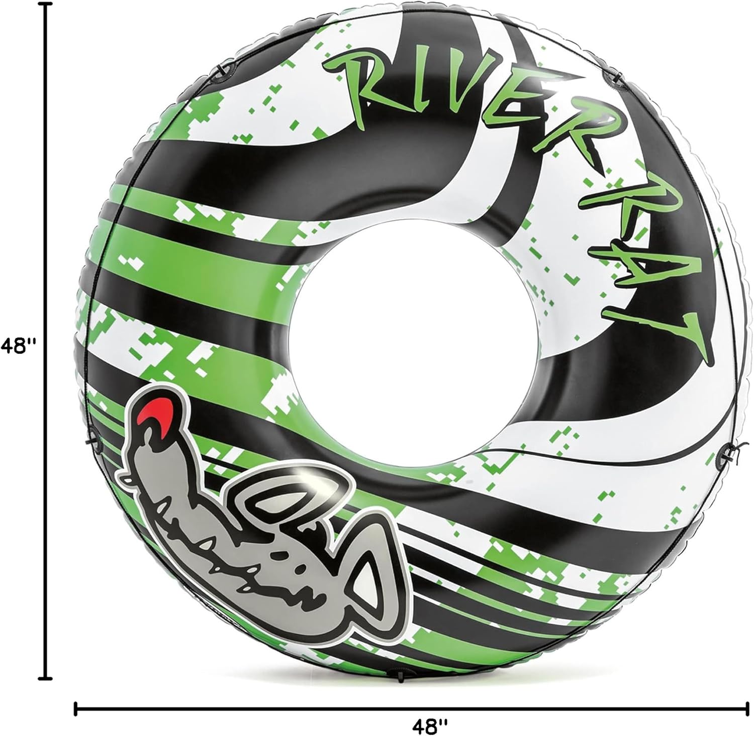 Intex River Rat 48 Inch Inflatable Vinyl Towable Boat Floating Tube Raft for Swimming Pool and Lake in Green Rat or Graffiti Rat Design, Color Varies