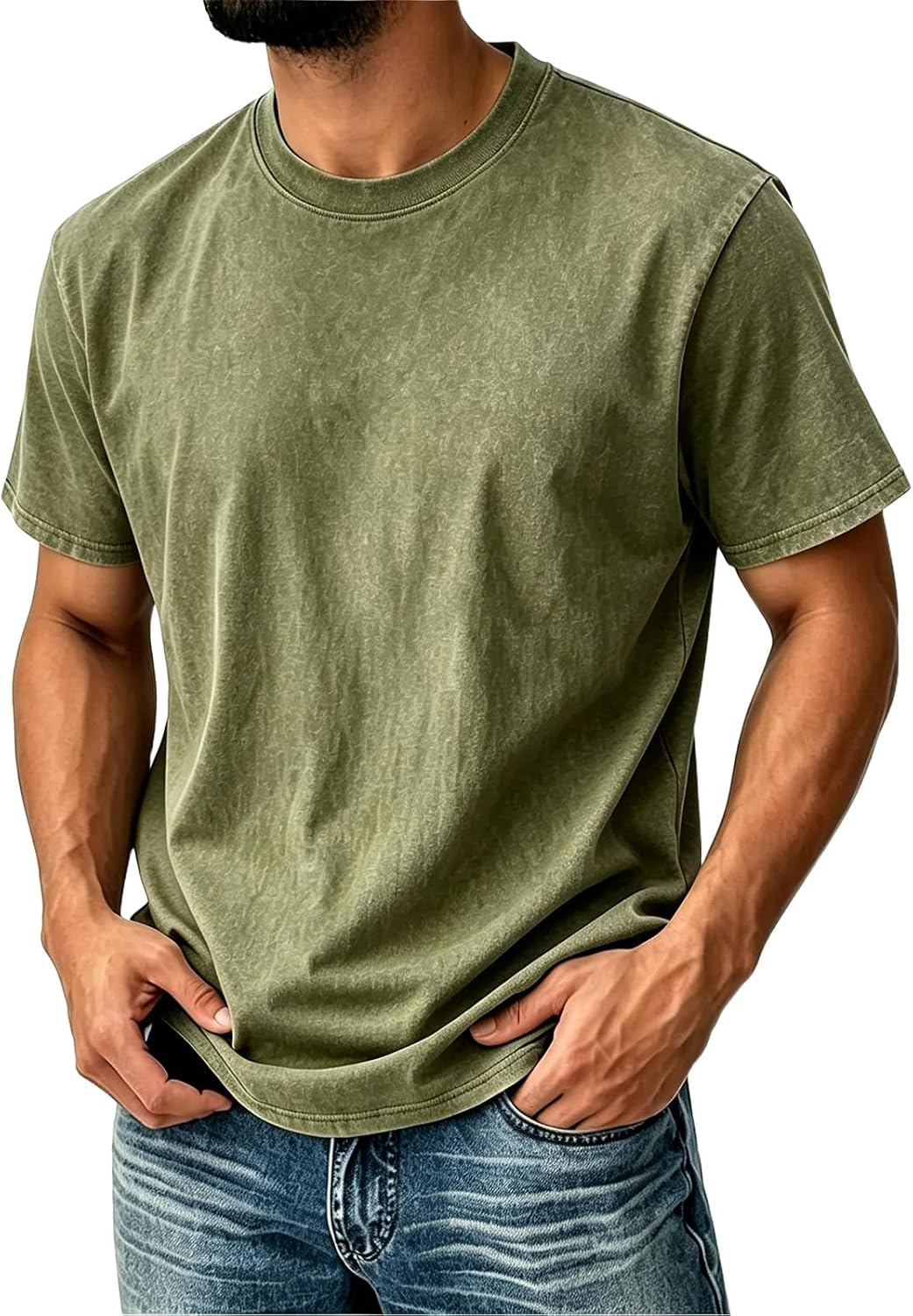 Men's Casual Vintage T-Shirts, Short Sleeve Crewneck Summer Lightweight Tees, M-5XL