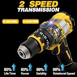 Cordless Drill Compatible with Dewalt 20V Batteries Compact Brushless 1/2” Hammer Drill Driver, 160Nm MAX Torque, 2 Variable Speed 20+3 Position(Tool Only - Battery and Charger Not Included)