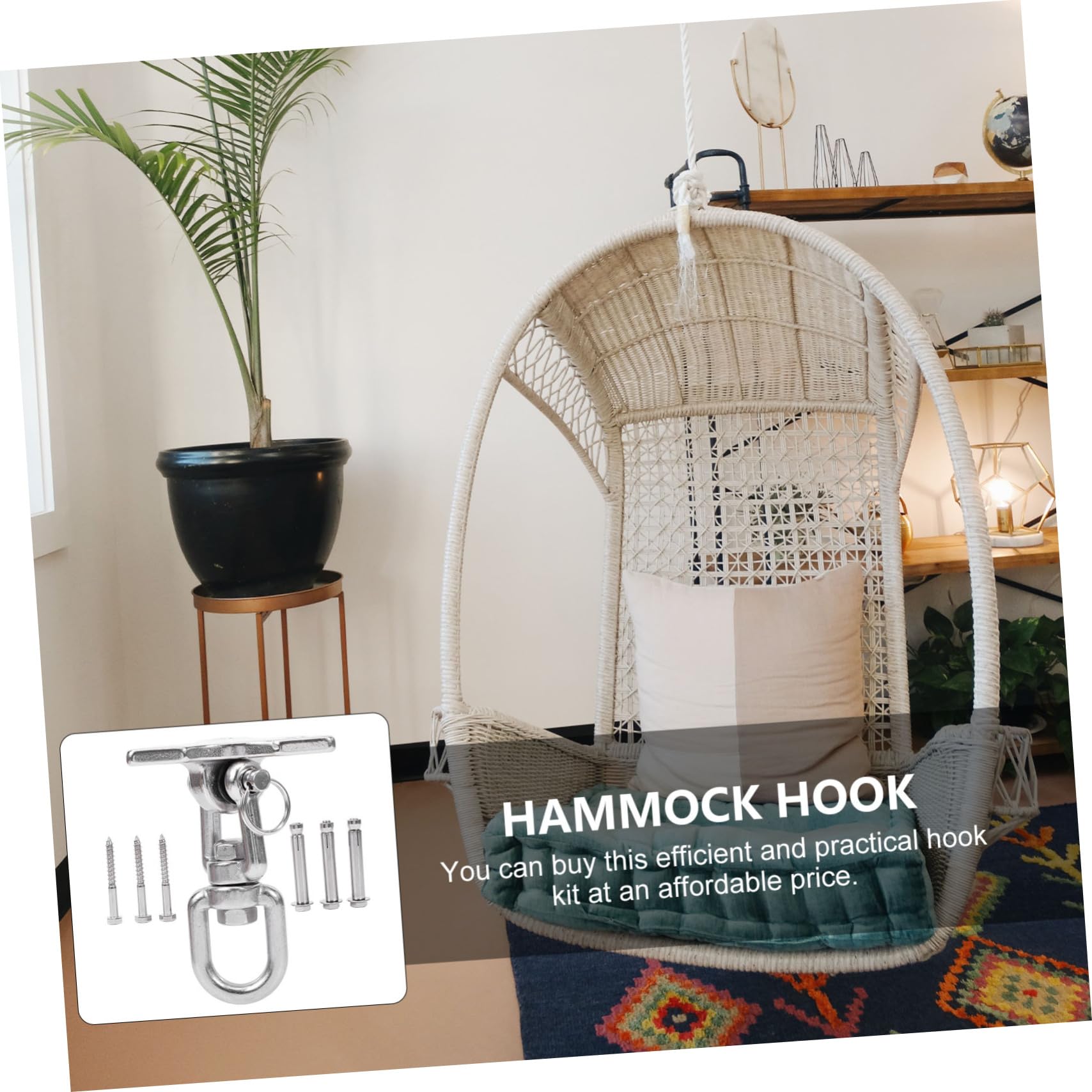 INOOMP Edelstahlhaken für Hängematten Schaukelhaken mit Befestigung Hängematten-ersatzhaken Robust und Sicher Einfache Montage für Outdoor und Indoor Nutzung