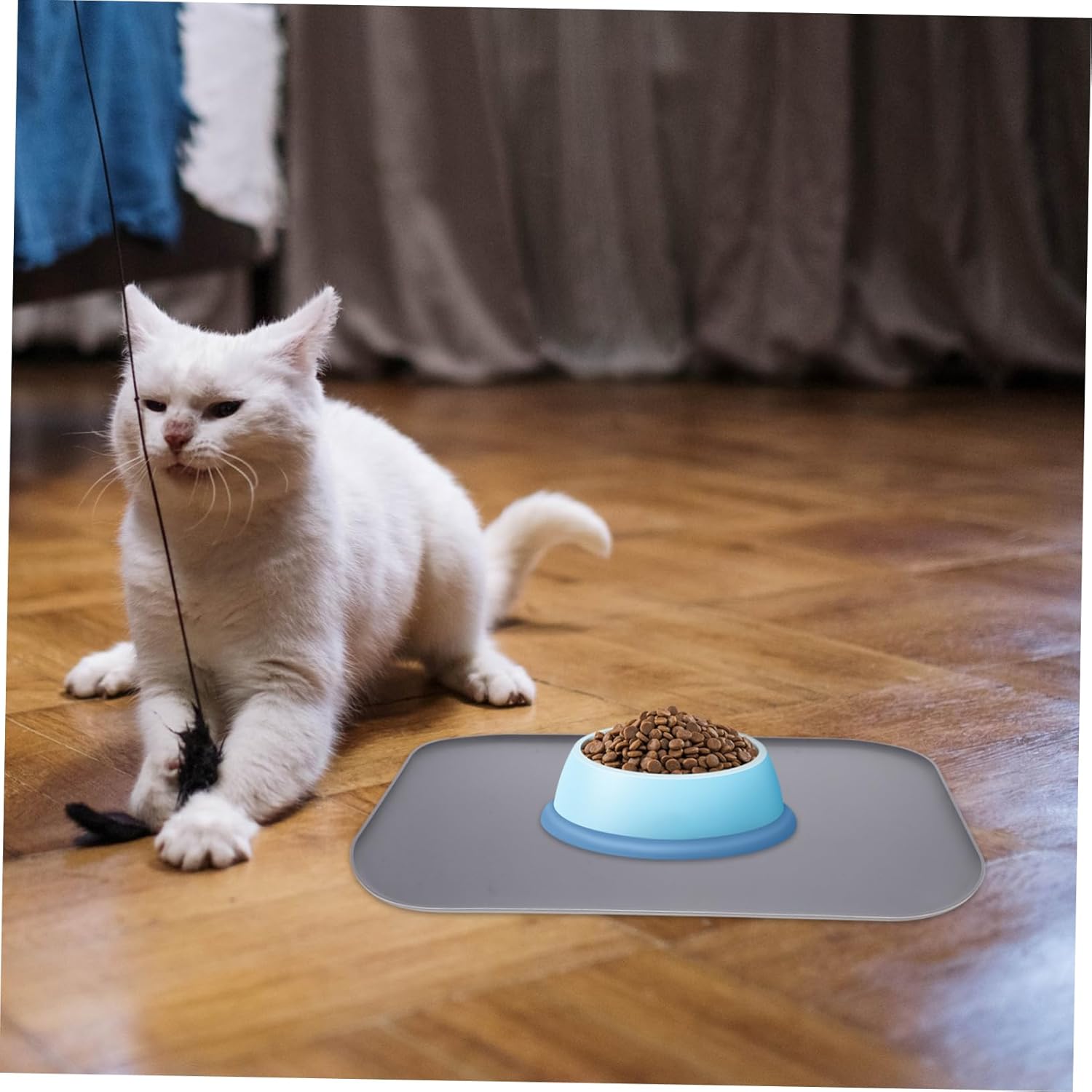 Mipcase 3pcs Puppy Feeding Dish Mat Silicone Pet Bowl Mat Raised Edges for Food and Water Small Keeps Floors Clean and Neat