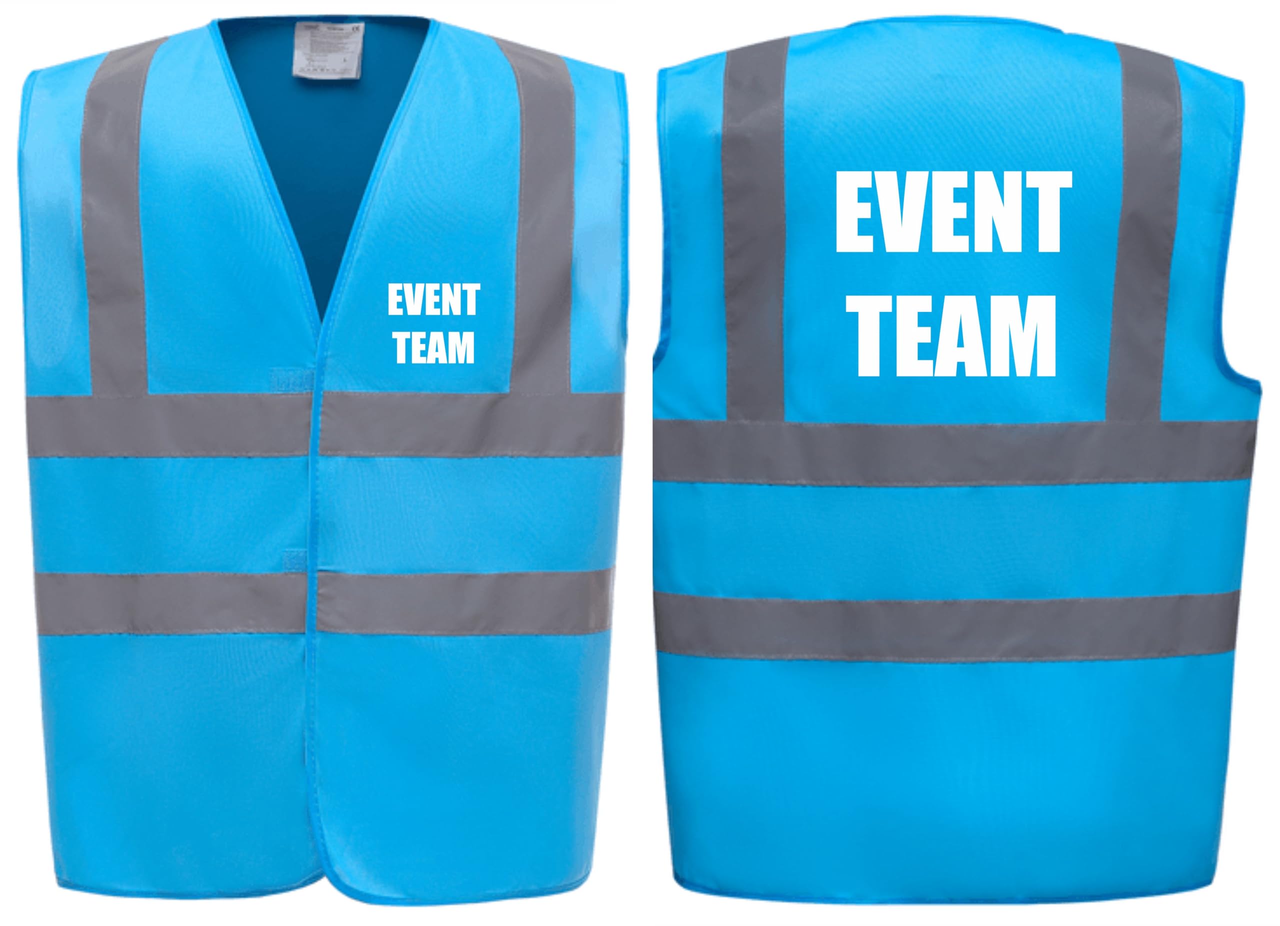 Brook Hi Vis Premium Safety Vest - EVENT TEAM Printed Front & Back, Event Management High Viz Waistcoat, Available in 14 Colours, Festivals (UK, Alpha, 3XL, Regular, Regular, Sapphire)