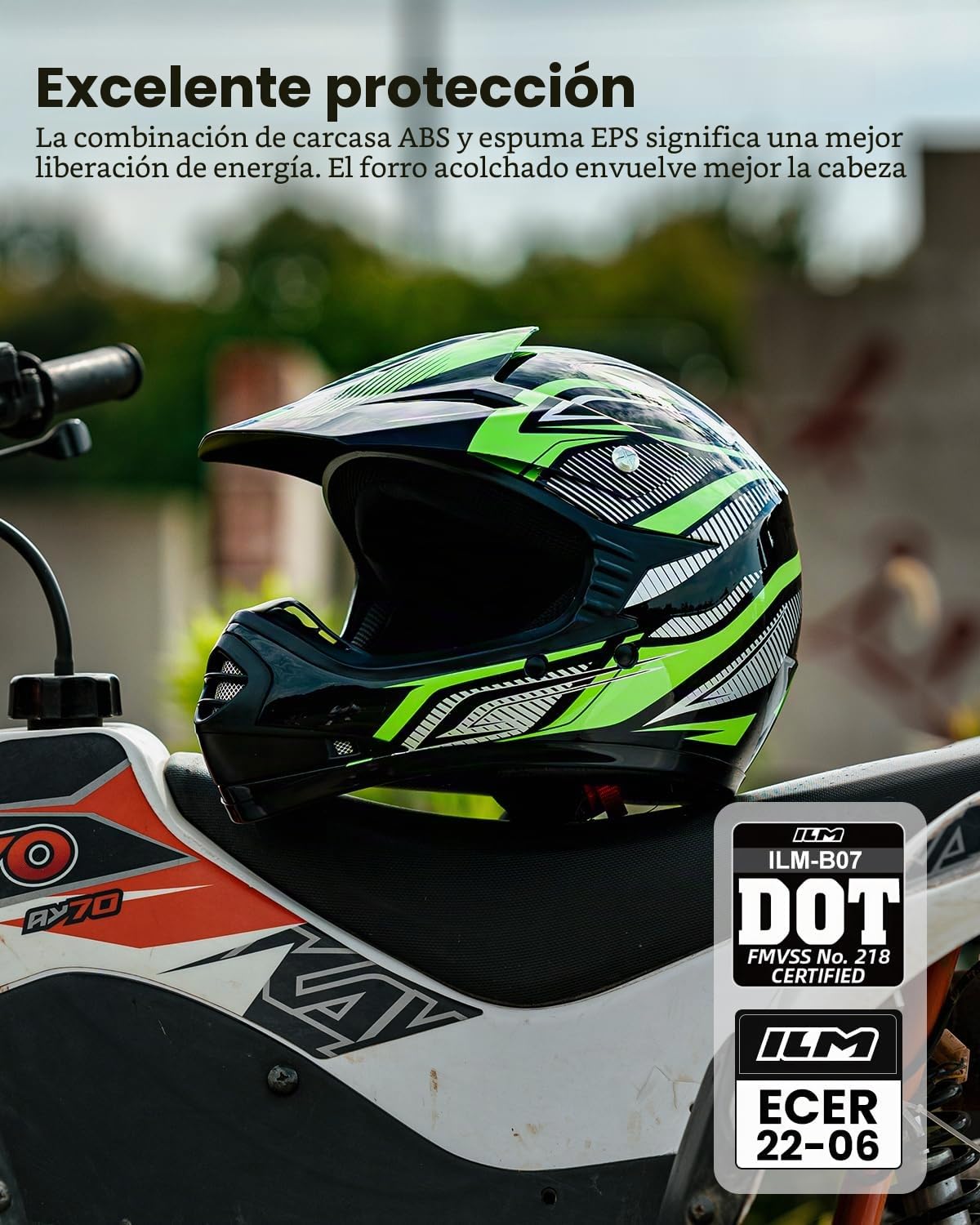 ILM - Casco de motocross para niños, para motocross, todoterreno, aprobadas por DOT