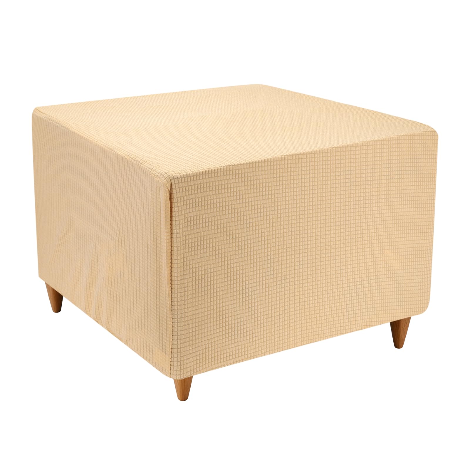 sourcing map Square Foot Stool Covers, Waterproof Footstool Slipcover with Elastic Band, Stretch Footstool Protector for Living Room Bedroom Fit 97-107cm/38-42inch, Beige