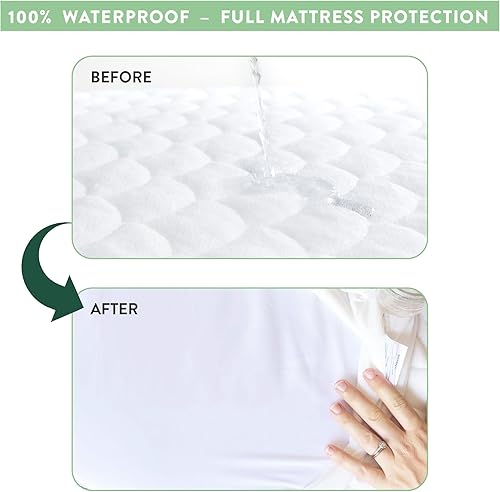 Miniatura 5 de Joey + Joan Protector de colchón impermeable para minicuna, paquete de 2, 24 x 38 pulgadas, acolchado, ultra suave, de viscosa de bambú, tejido de