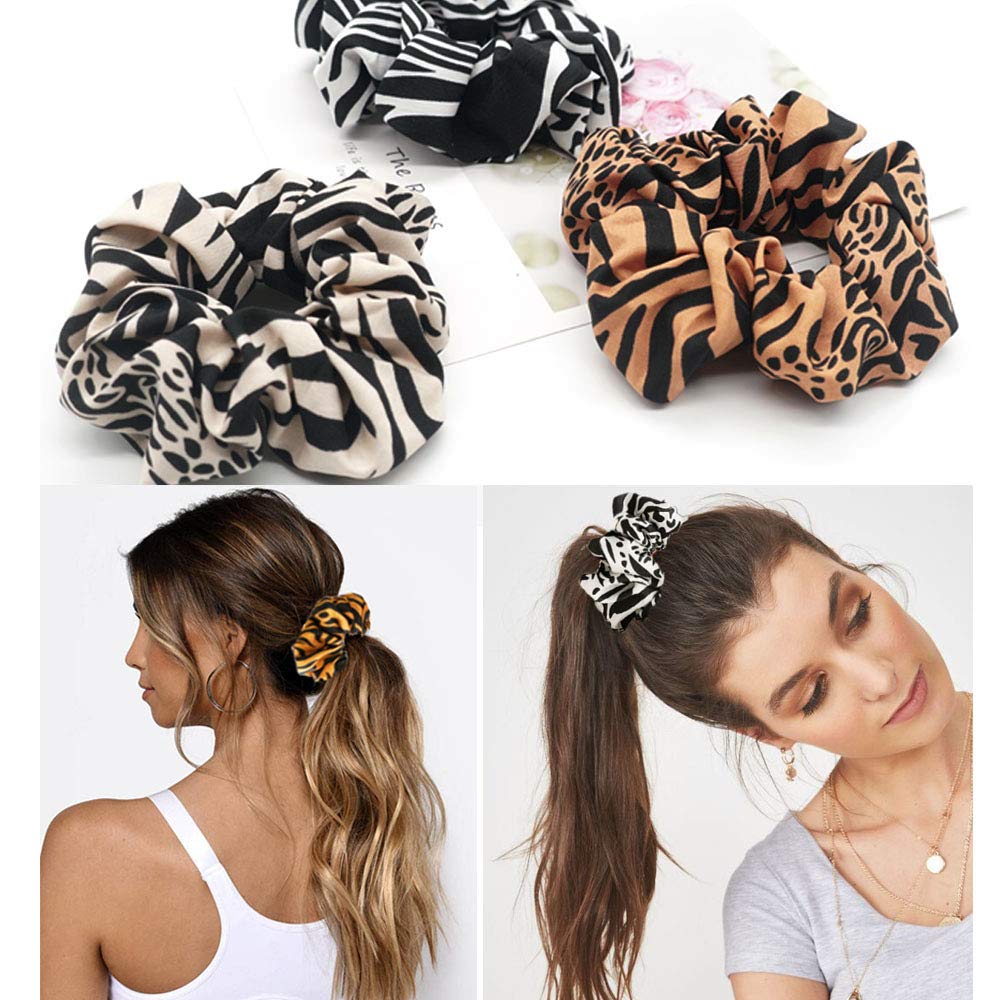 Amazon.com : Cheetah Scrunchies for Hair 11pcs Hair  display picture 1