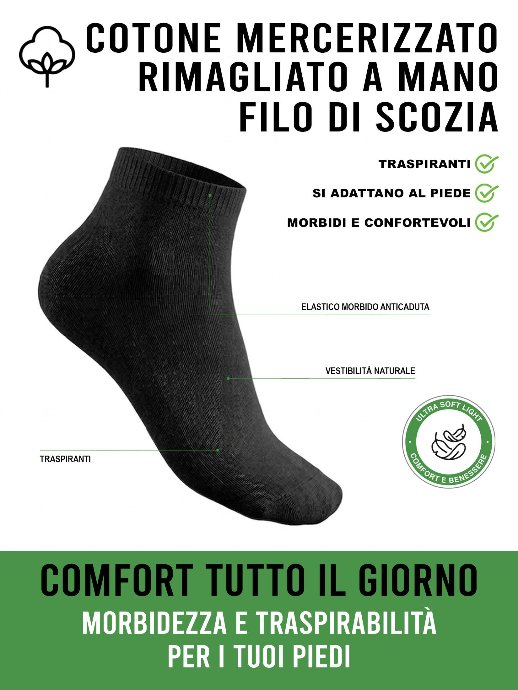Lot de 6 paires de chaussettes courtes pour homme et femme, en coton fil d'Écosse, respirantes