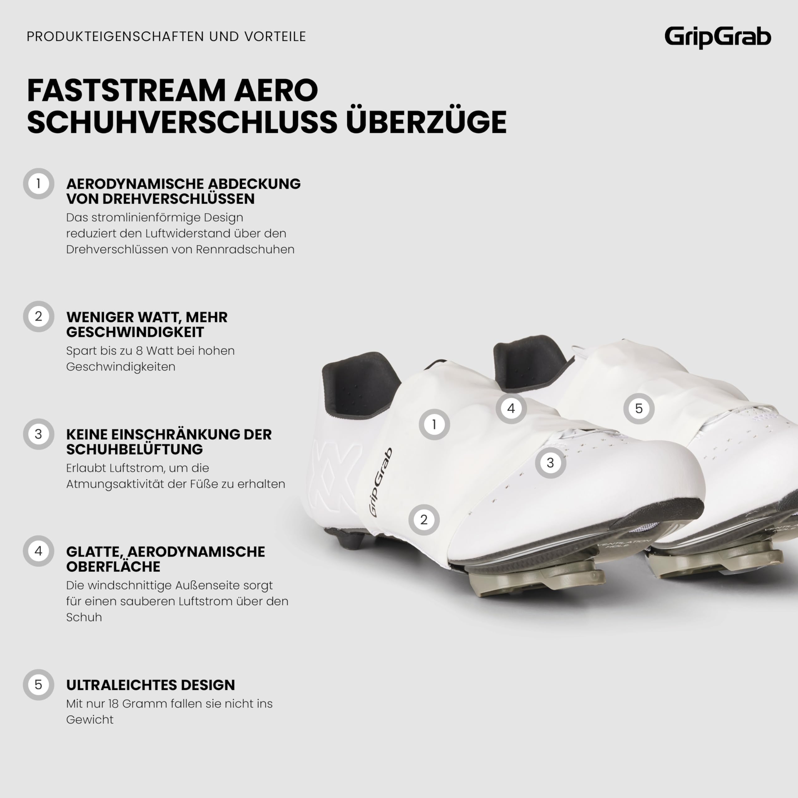 GripGrab FastStream Aero Schuhverschluss-Überzüge für Rennradschuhe | Aerodynamische Abdeckung für Drehverschlüsse und Schnürsenkel, spart bis zu 8 Watt, ultraleicht für Zeitfahren im Sommer