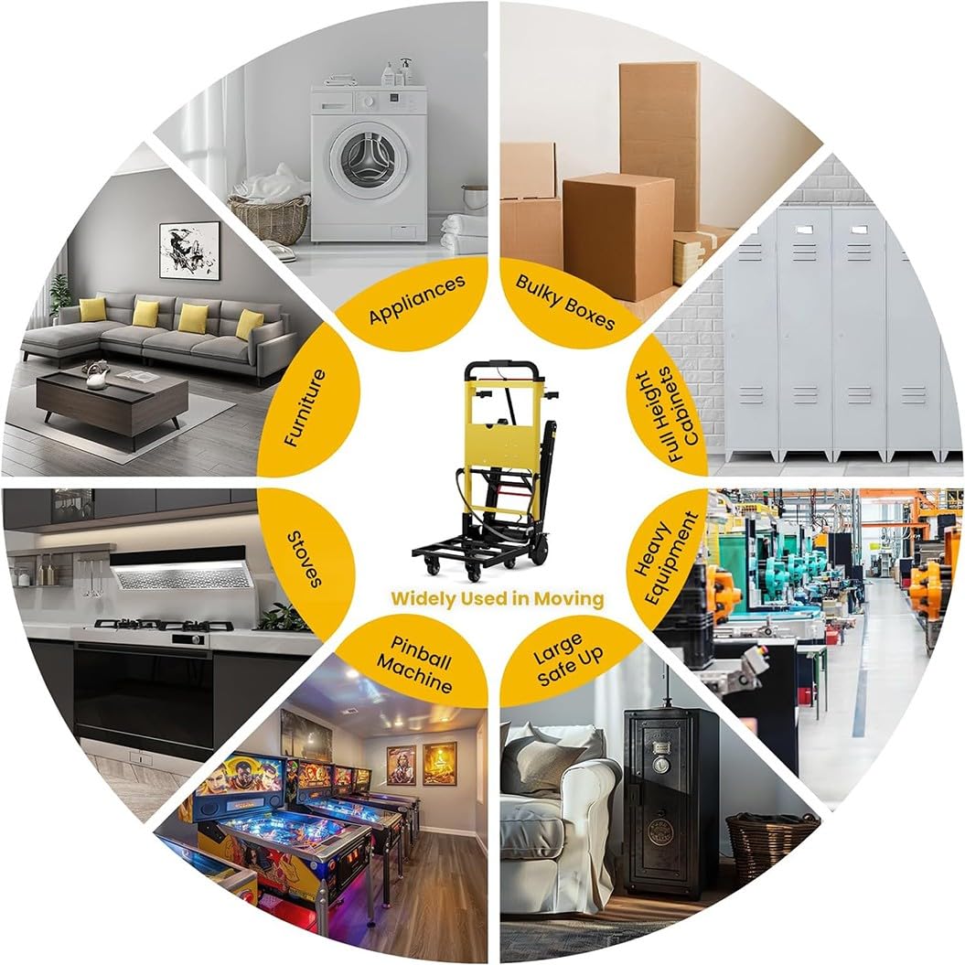 Montascale elettrico, capacità di carico di 200 kg, ideale per casa, logistica, magazzino, soluzione efficiente per sollevamento scale, design compatto e portatile