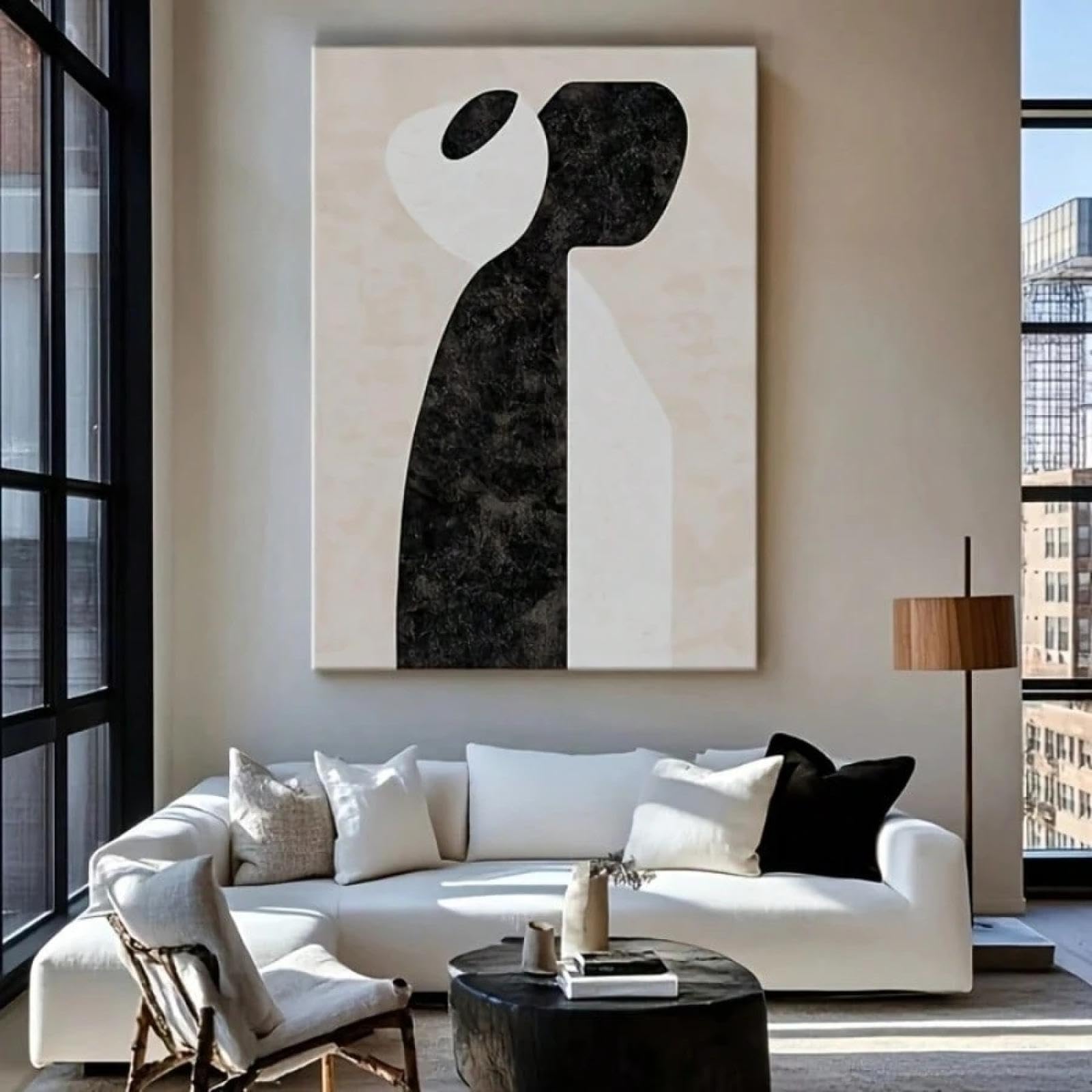 Toile abstraite faite main, décoration murale moderne au design épuré - 8