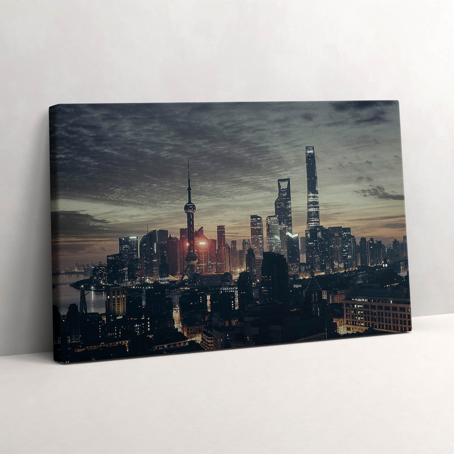 Tableaux 30x20cm Panorama de Shanghai la nuit par Wallfluent