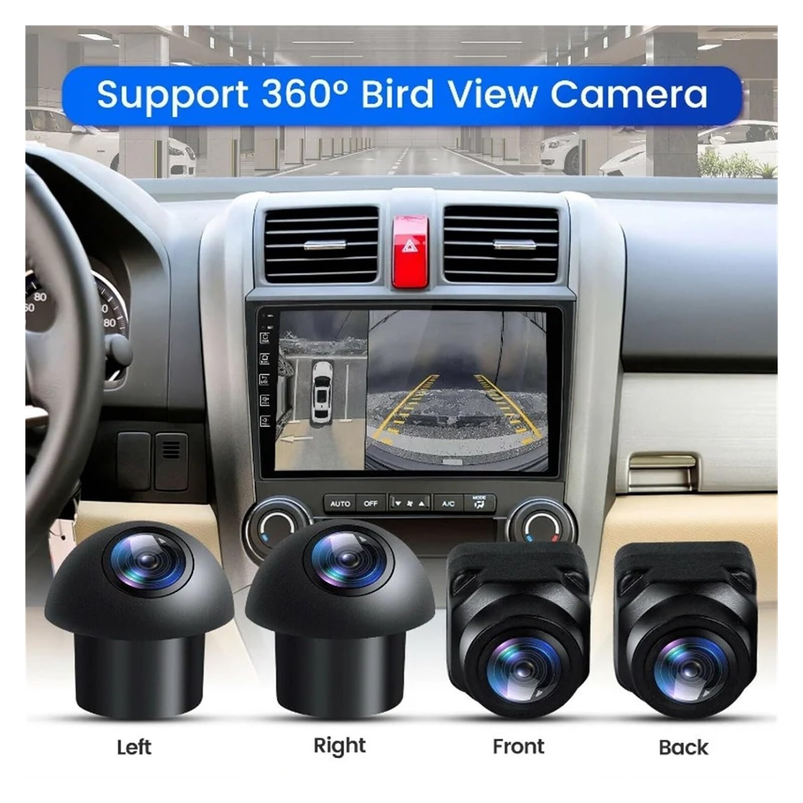 Camara Marcha Atras Panorámico Vista Envolvente 720P 1080P 360 Que Conduce con Panorámico De Vista De Pájaro Cámara Coche De 4 Piezas