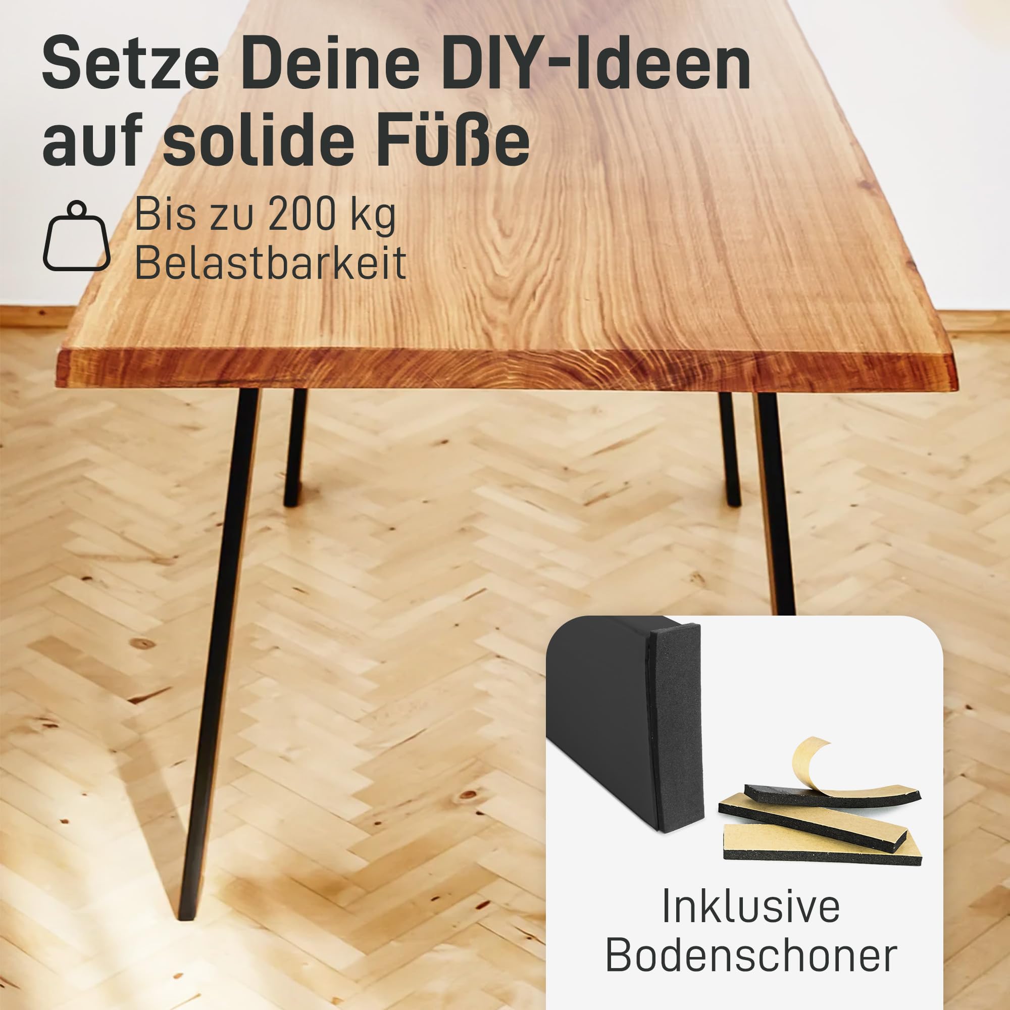 Natural Goods Berlin 2X Tisch-Kufen Classic | Tisch-Beine Metall in Schwarz | Tisch-Gestell im Industrial Loft-Design | Ideal DIY-Projekte wie Esstisch & Schreibtisch | Tisch-Bein 55/75 x 72 cm