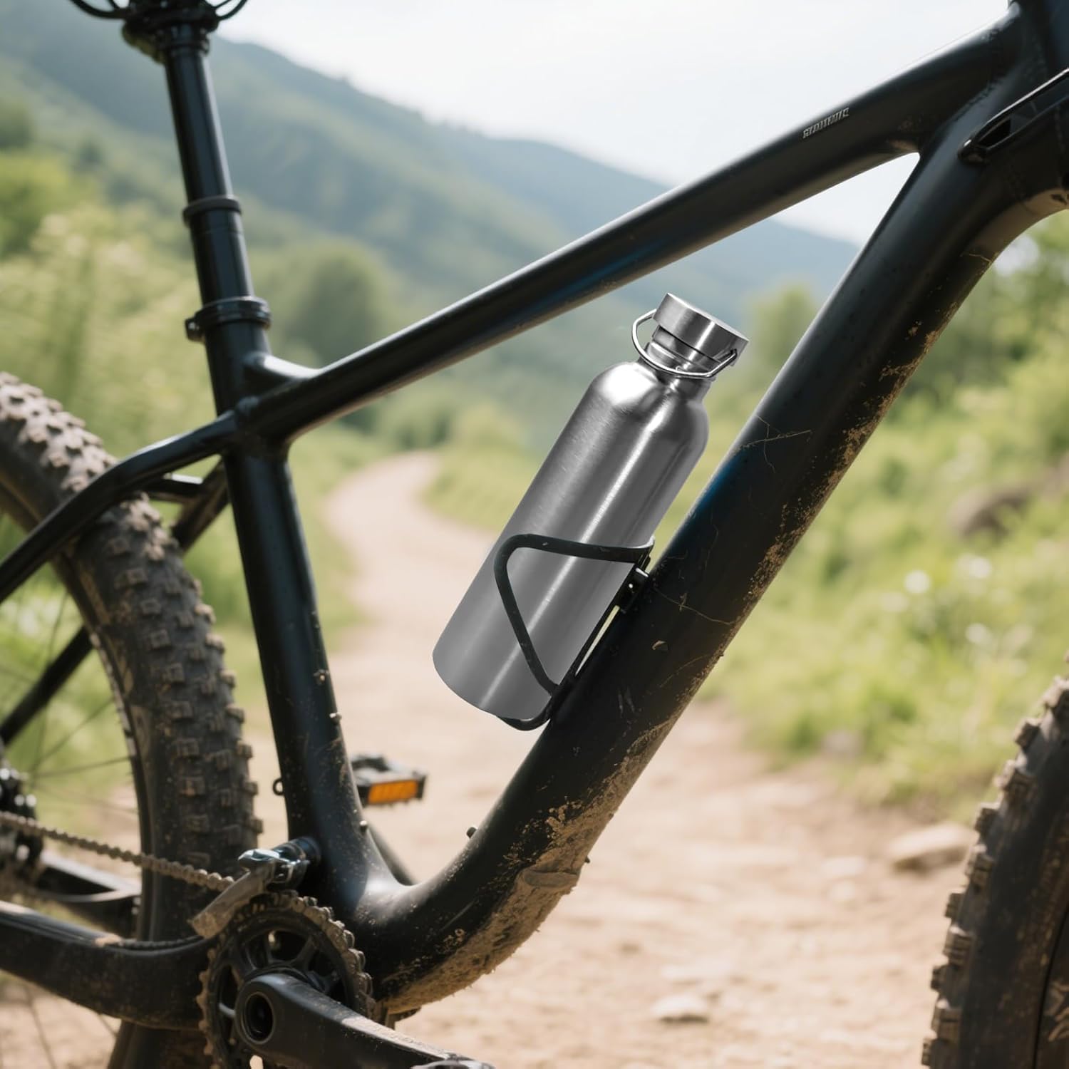 6 Pack Uninsulated Single Walled Sports Water Bottle with Cleaning Brush 304 18/8 Stainless Steel Camping Water Bottle for Cyclists Runners Hikers (34 oz)