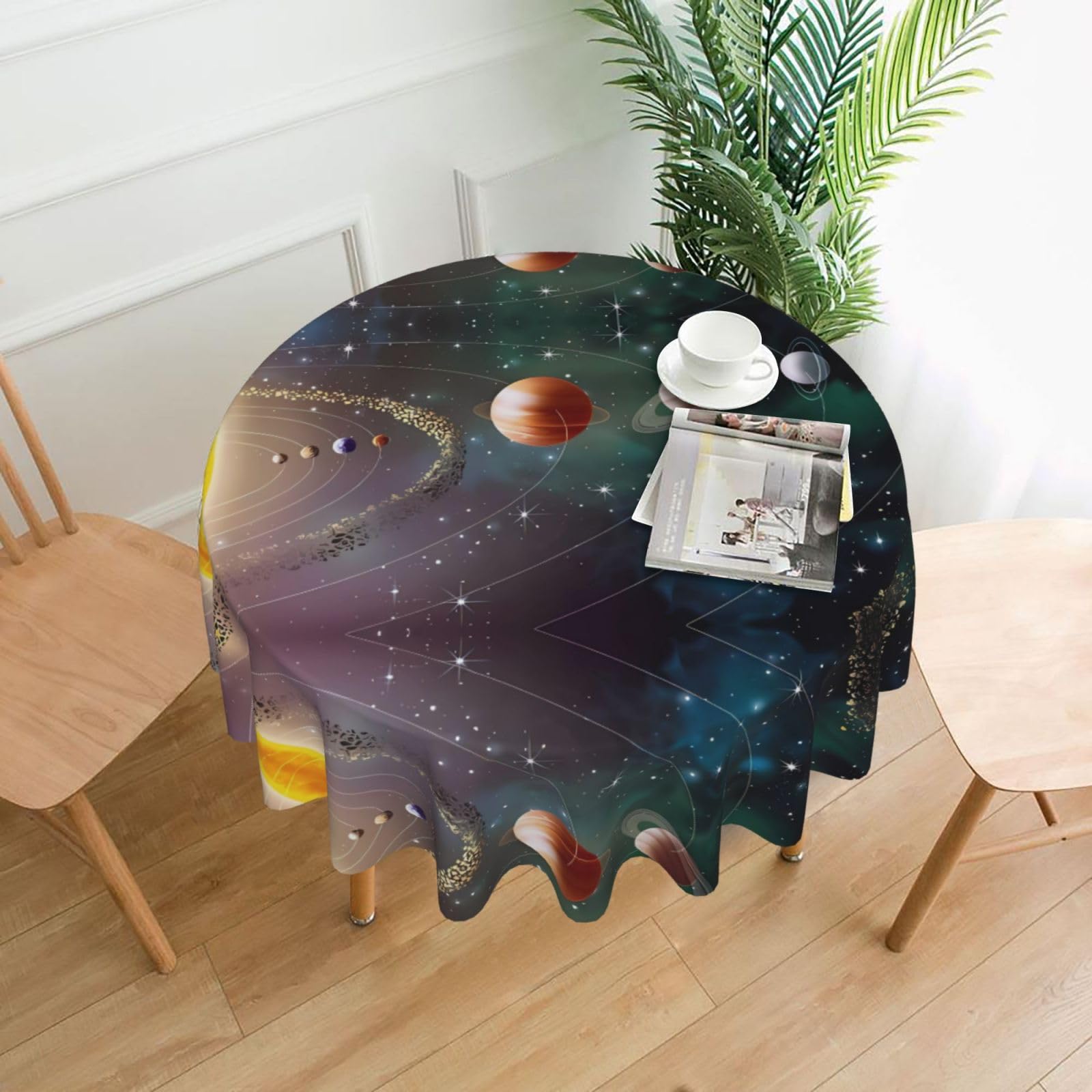 Planet Space Solar System Print Round Washable Tablecloth – Table Cover