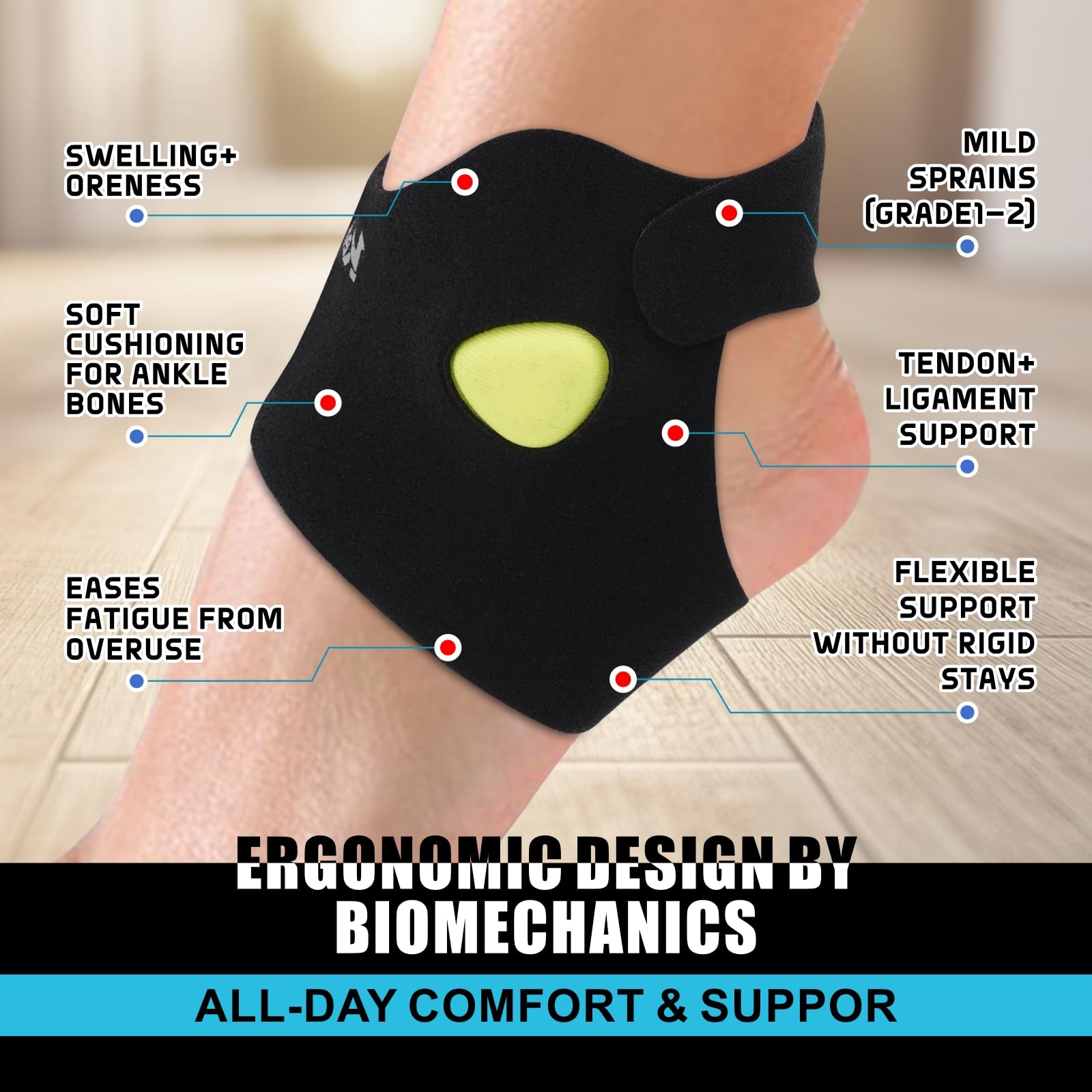 Kenspeed 2 PACK Ankle Brace for Women & men with Dual-Density Foam Pads & Adjustable Arch Support – ankle compression sleeve Targeted Relief for Fatigue, Ankle Pain (Large/X-Large) — view 3