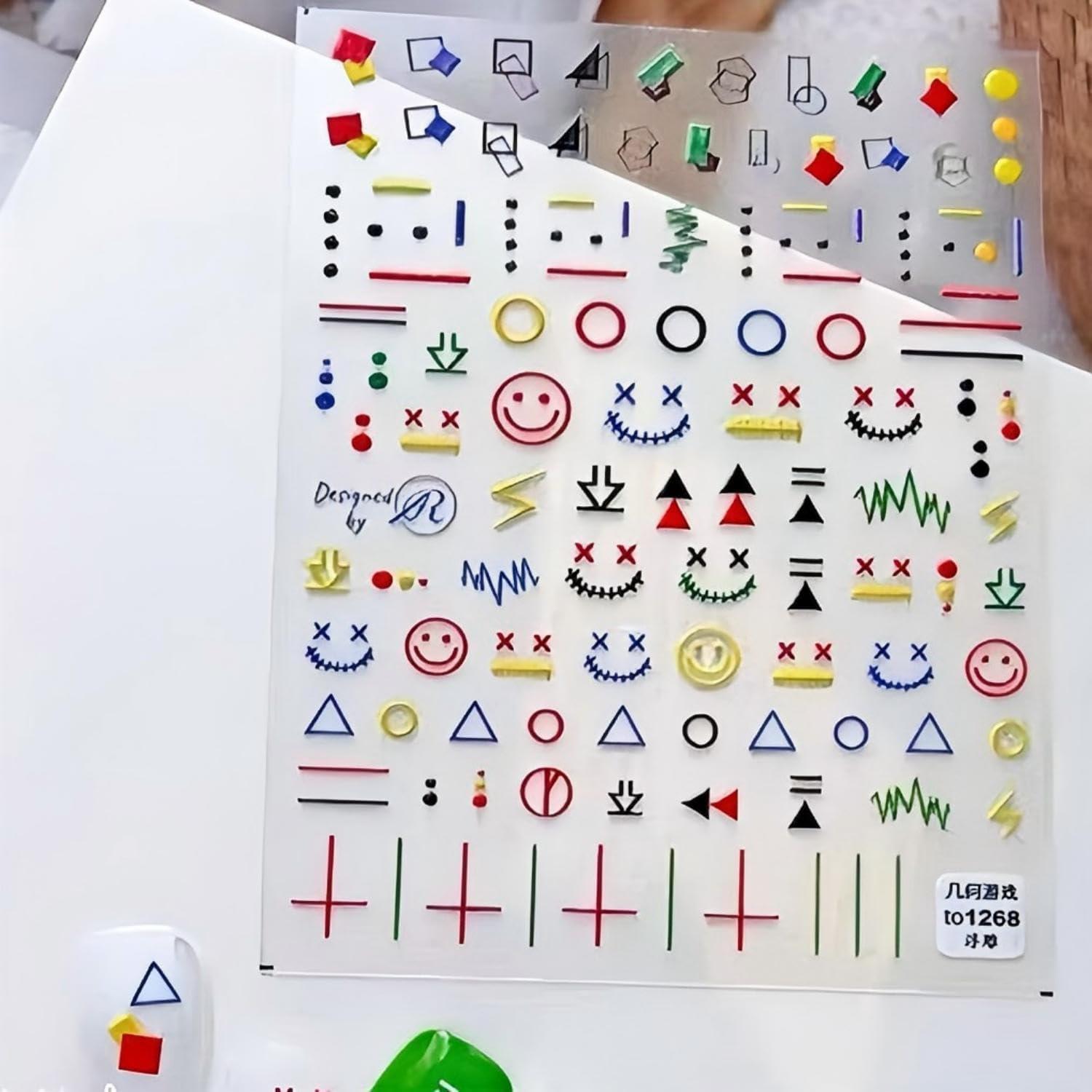 Dedyel Colorful Smile Face Nail Stickers 5D Embossed Simple Graffiti Self-Adhesive Stickers for Nail Art Decoration for Men Women Couples